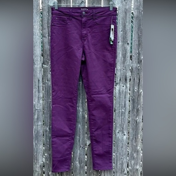 New! Time & Tru High Rise Purple Skinny Jeans/Jeggings Size 2 Tall - Picture 4 of 9